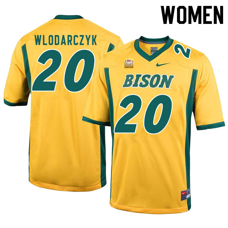 Women #20 Julian Wlodarczyk North Dakota State Bison College Football Jerseys Sale-Yellow